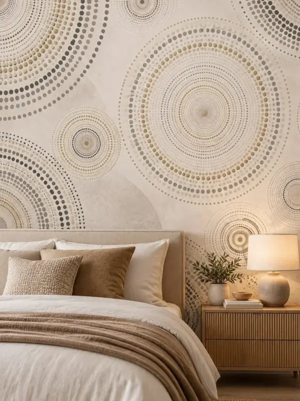 Warm Dotted Circles Geometric Wallpaper