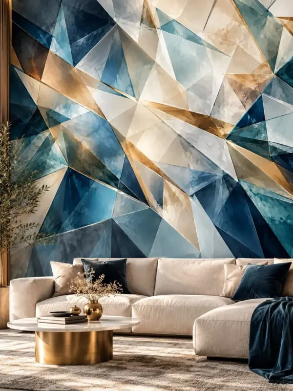 Glowing Crystal Triangles Geometric Wallpaper