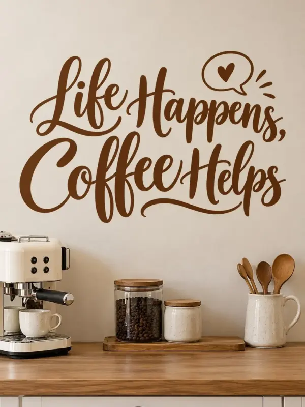 Life Happens, Coffee Helps Quote Wall Decal