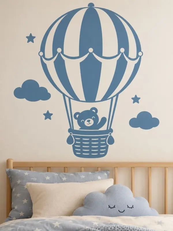 Teddy Bear Hot Air Balloon Nursery Wall Decal