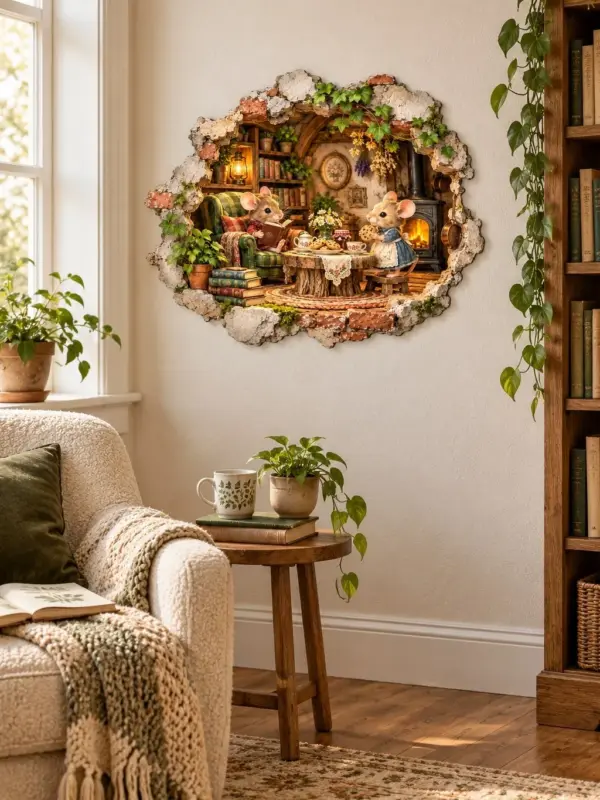 Cozy Mice Corner 3D Wall Sticker