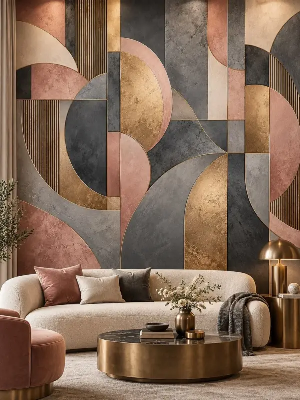 Touching Shapes Geometric Wallpaper Mural