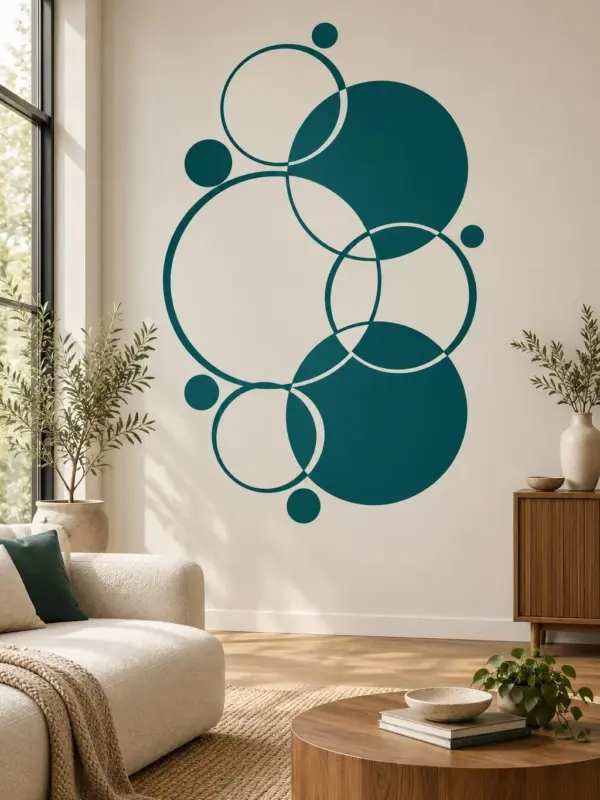 Black Overlapping Circles Wall Decal
