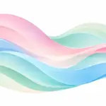 מדבקה עם גלים בצבעי פסטל עדינים, ורוד, כחול וירוק, בסגנון חלק וגרדיאנטי