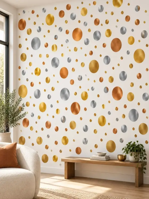 Metallic Gold, Silver and Bronze Circles Wall Decal