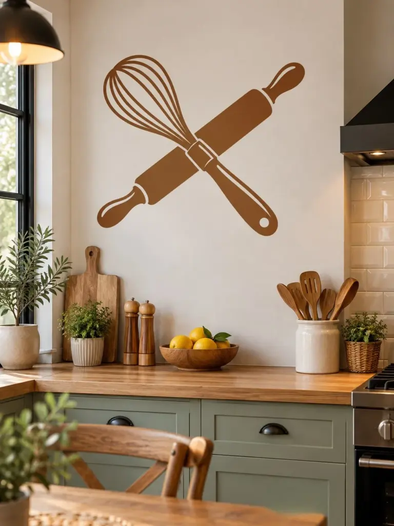 Whisk and Rolling Pin Kitchen Wall Decal