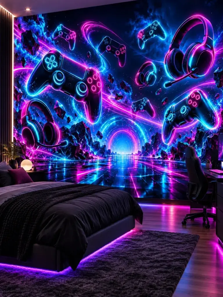 Neon Gaming Wall Mural