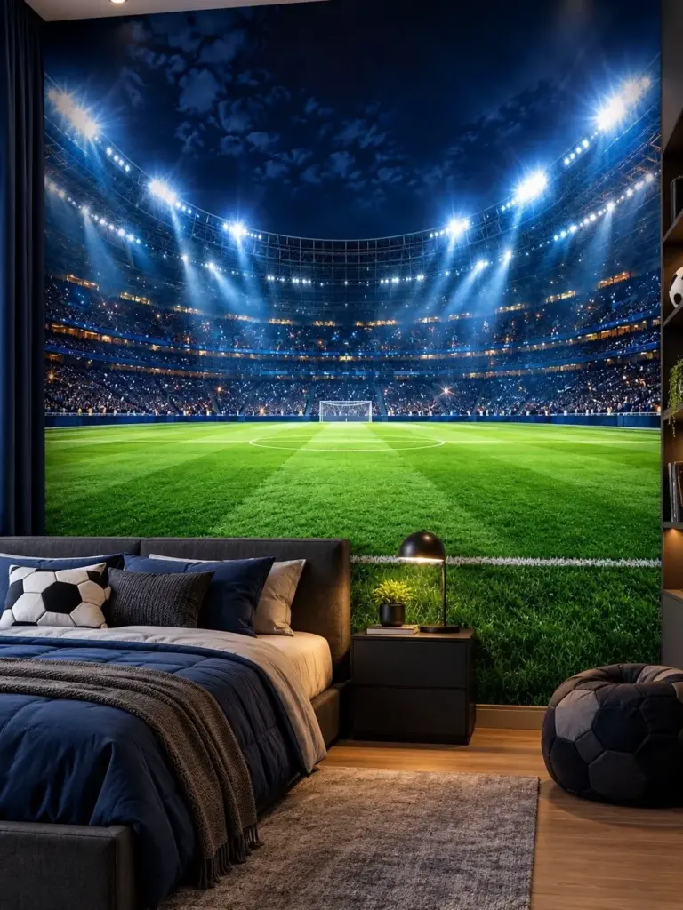 Soccer Stadium at Night Wall Mural