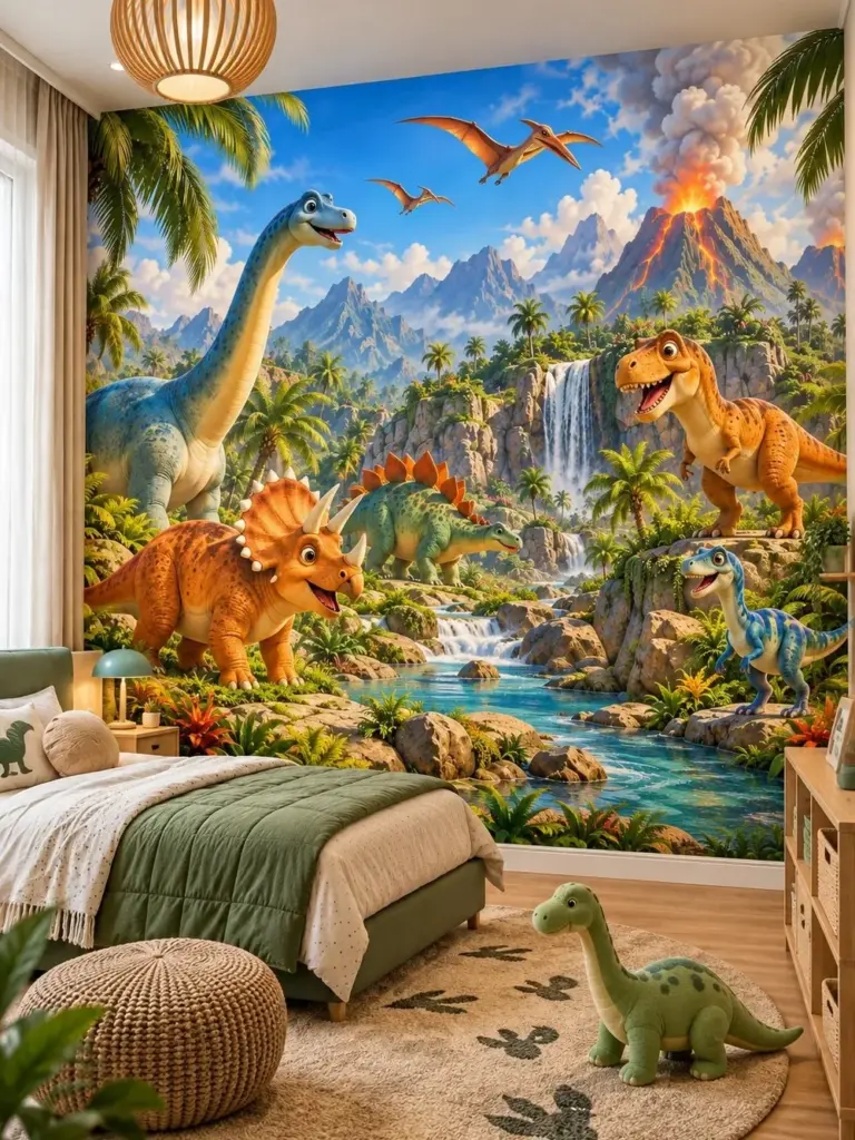Dinosaur World Wall Mural for Kids