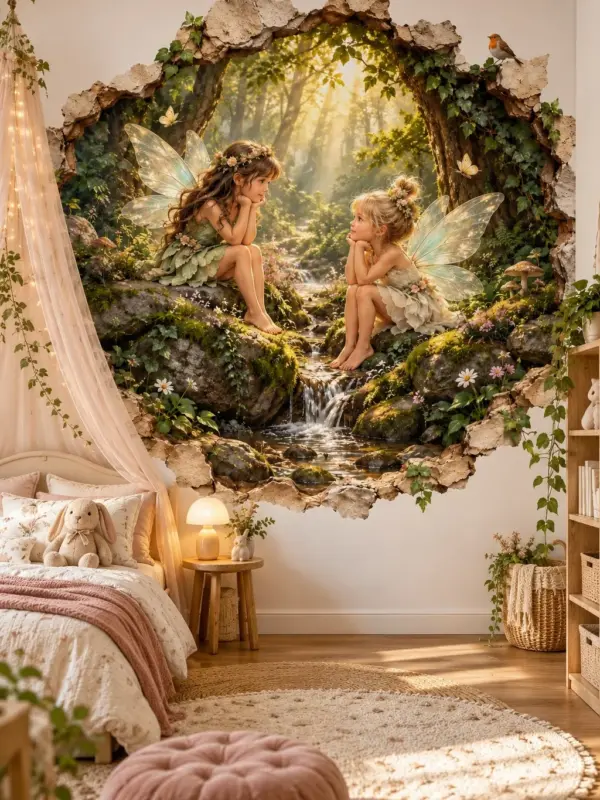 Fairies in the Enchanted Forest 3D Wall Decal