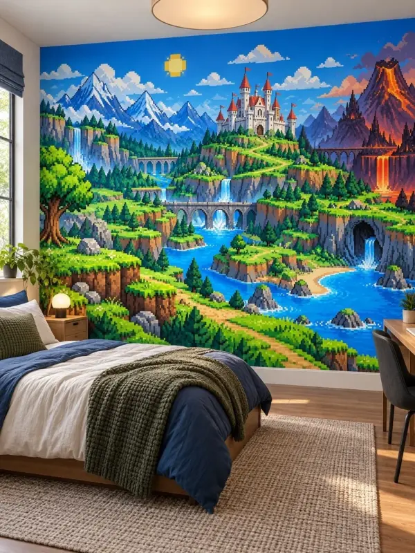 Pixel Art Castle Adventure Kids Wall Mural