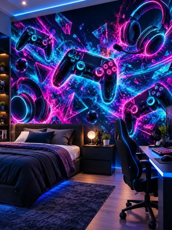 Retro Neon Gaming Wallpaper