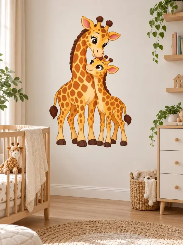 Happy Giraffe Family Kids Wall Decal